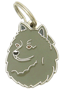 Spitz Alemão cinza <br> (placa de identificação para cães, Gravado incluído)